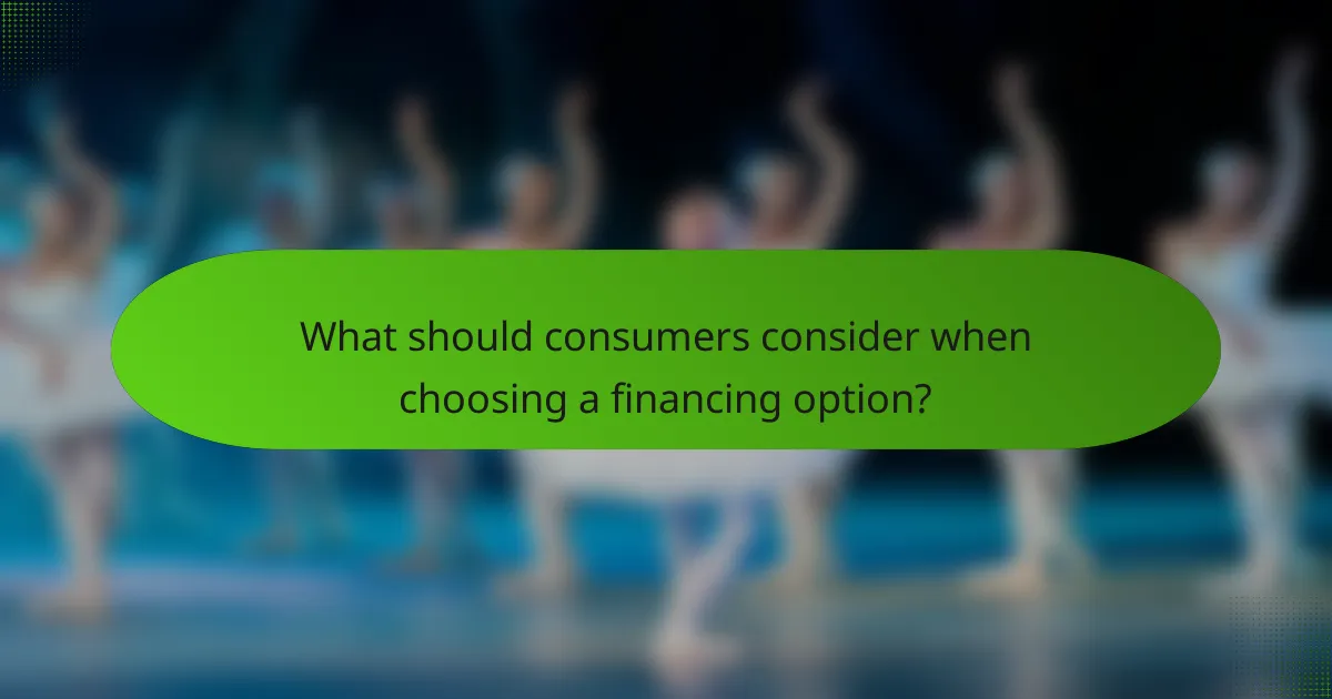 What should consumers consider when choosing a financing option?